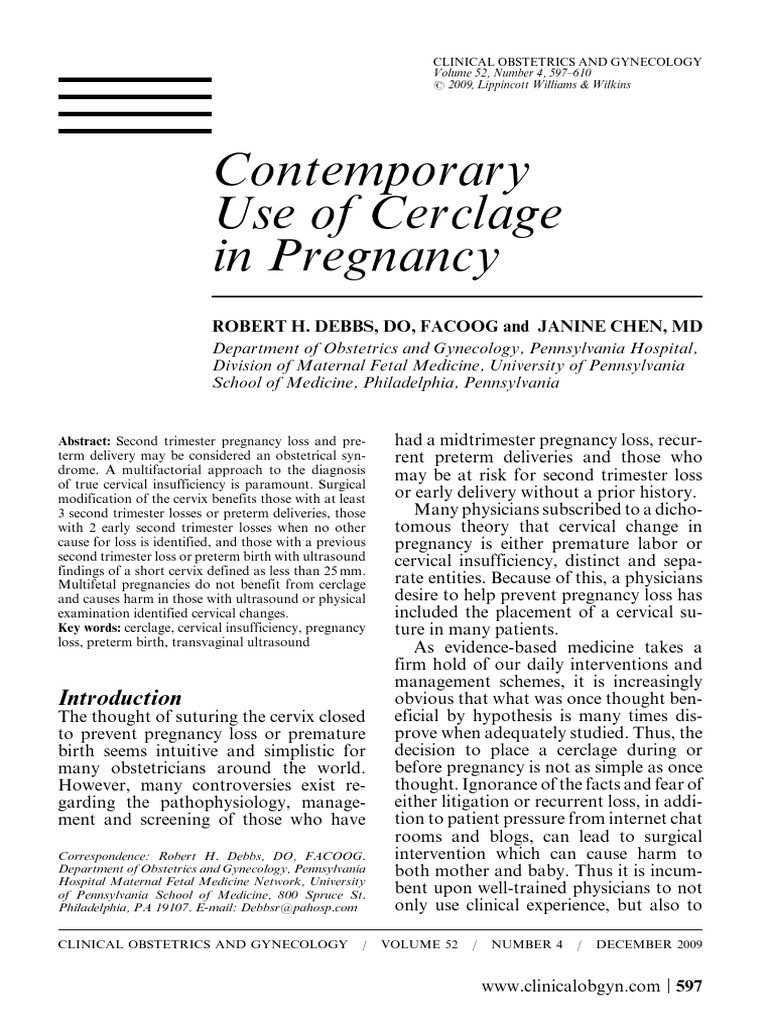 Contemporary Cerclage in Pregnancy | PDF | Preterm Birth | Pregnancy