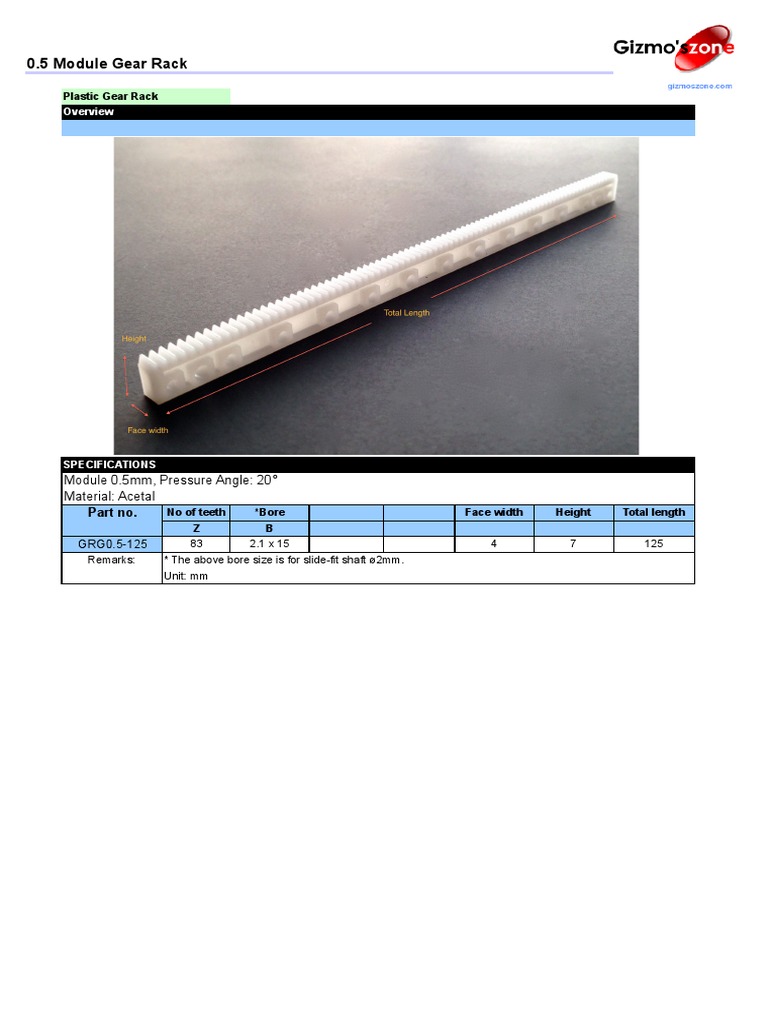 0.5mm Module Plastic Gear Rack Specs | PDF