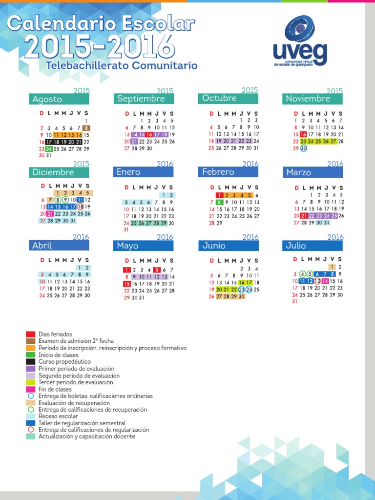 Calendario UVEG 15-16  PDF  Aprendizaje  Educación avanzada