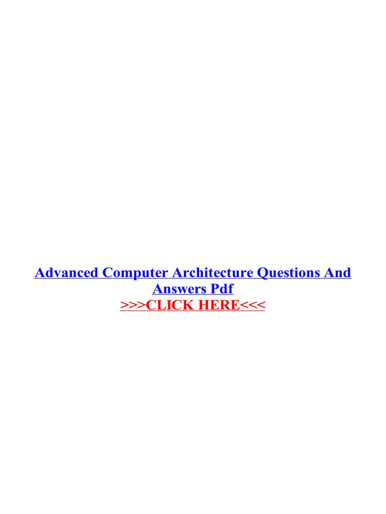 Advanced Computer Architecture Questions and Answers PDF PDF