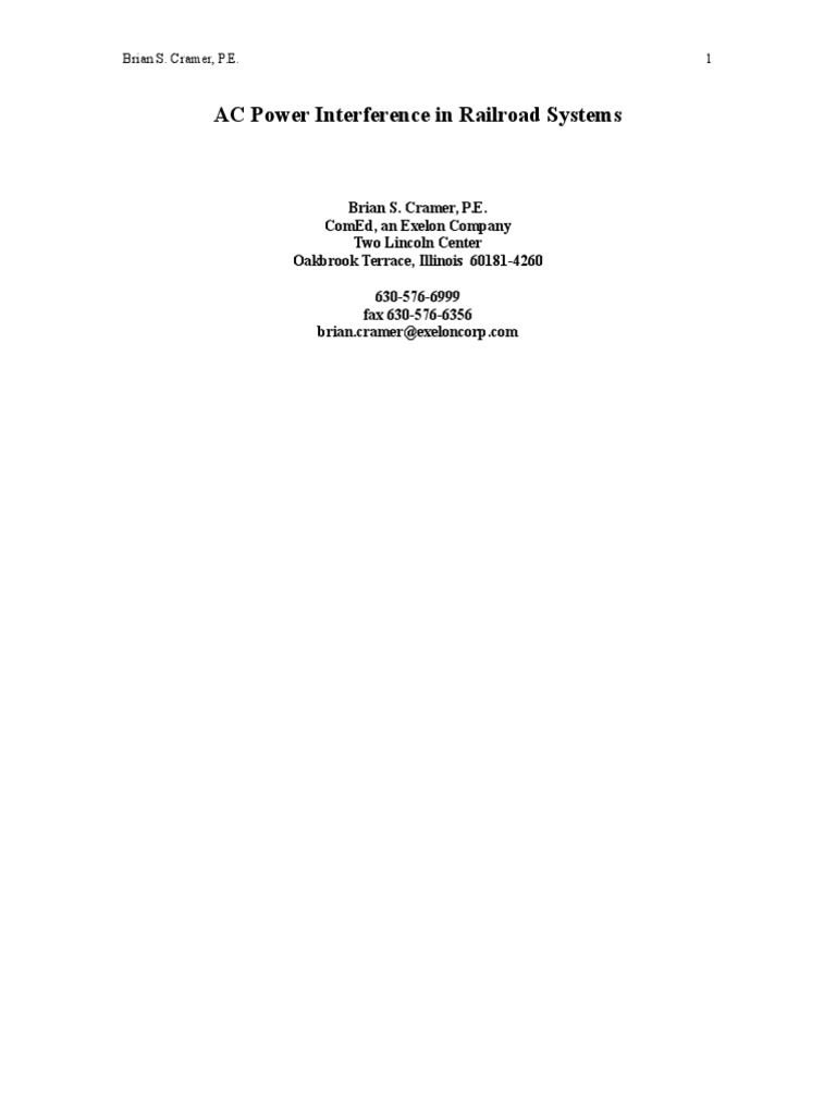 AC Power Interference-Railroad Systems | PDF | Electromagnetic ...