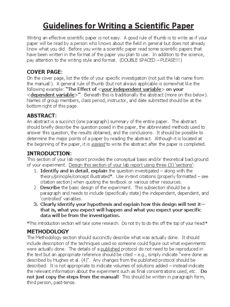 How To Write A Lab Report 2015-2016 | PDF | Citation | Abstract (Summary)