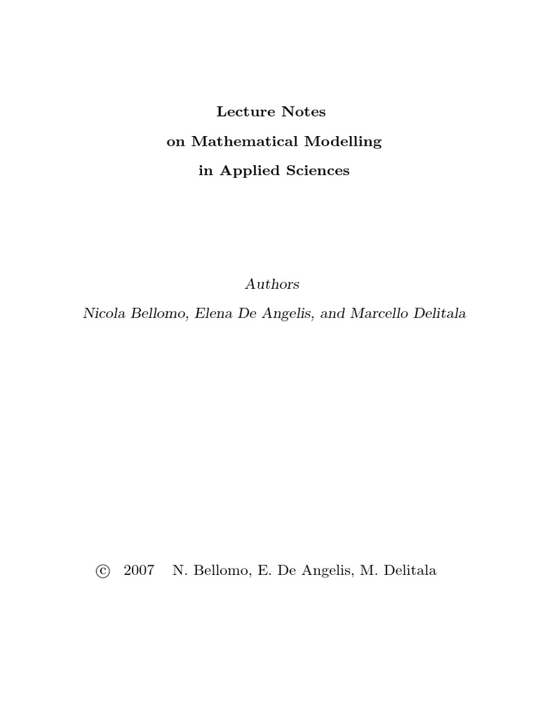 Mathematical Modeling in Applied Science | PDF | Teaching Methods ...
