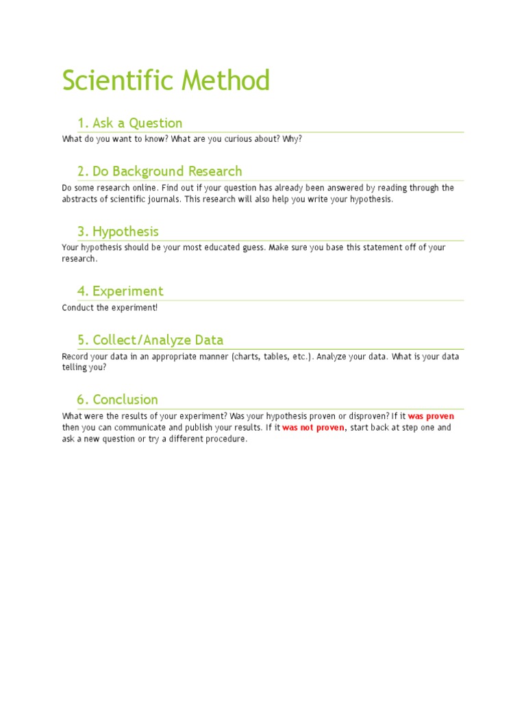 Basic Steps of the Scientific Method | PDF