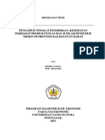 Pengaruh Tingkat Pendidikan, Kesehatan Terhadap Produktivitas Dan Jumlah Penduduk Miskin Di Provinsi Kalimantan Barat