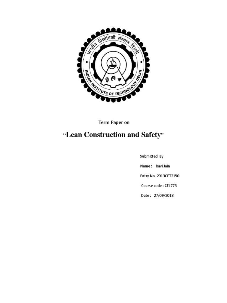 Lean Construction and Safety: Term Paper On | PDF | Lean Manufacturing ...