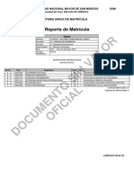 Documento Sin Valor Oficial: Reporte de Matrícula