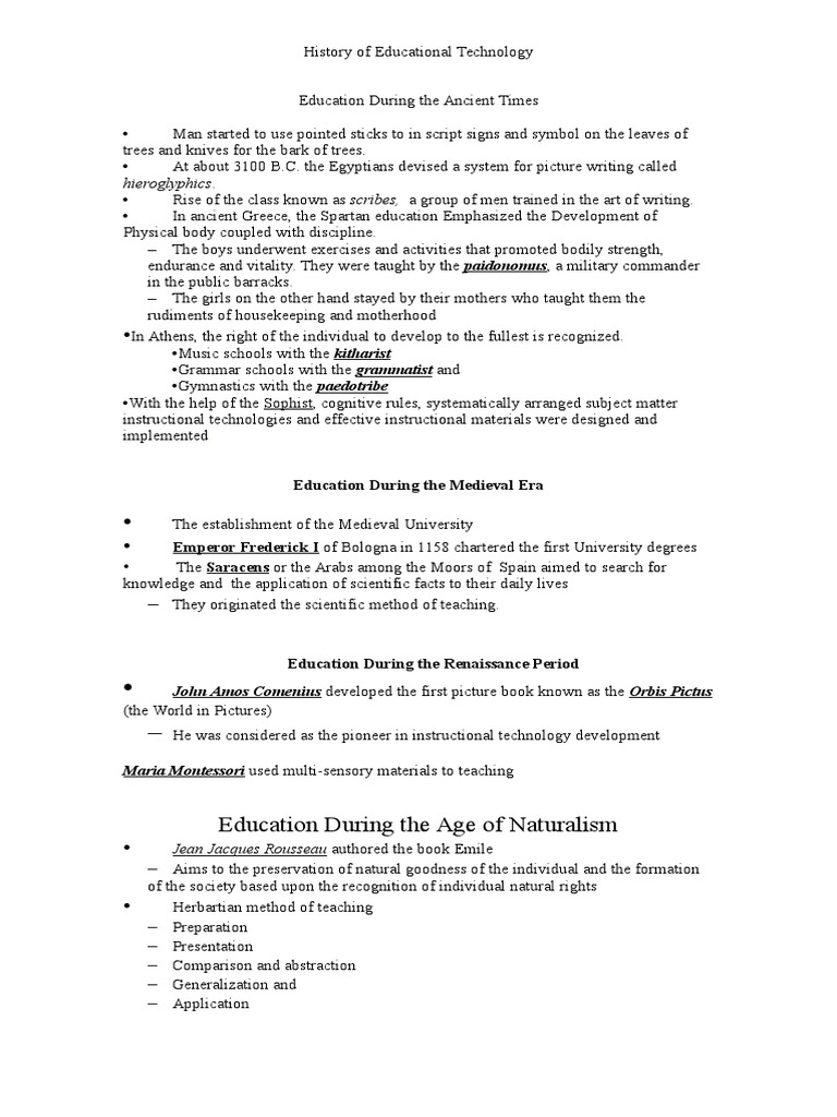 History of Educational Technology PDF Educational Technology