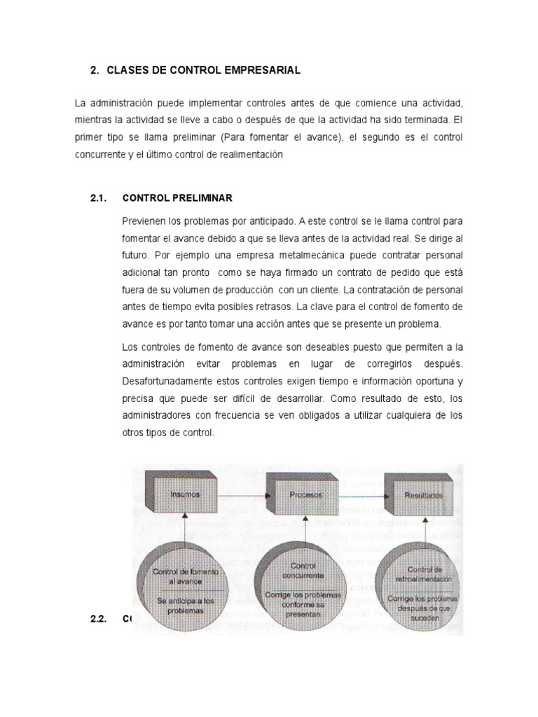 Tipos de Control Empresarial | PDF | Realimentación | Planificación