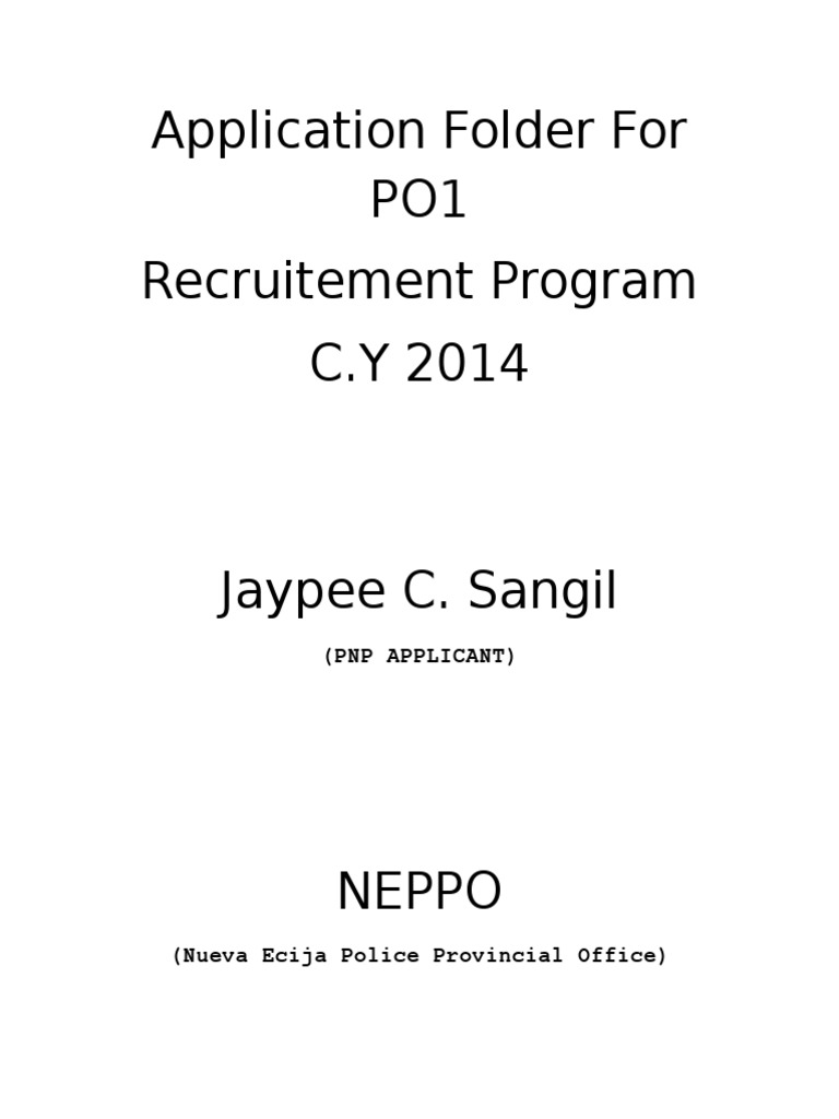 Application Folder For PO1 | PDF