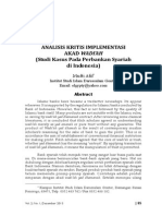 ANALISIS KRITIS IMPLEMENTASI AKAD WADI'AH (Studi Kasus Pada Perbankan Syariahdi Indonesia)