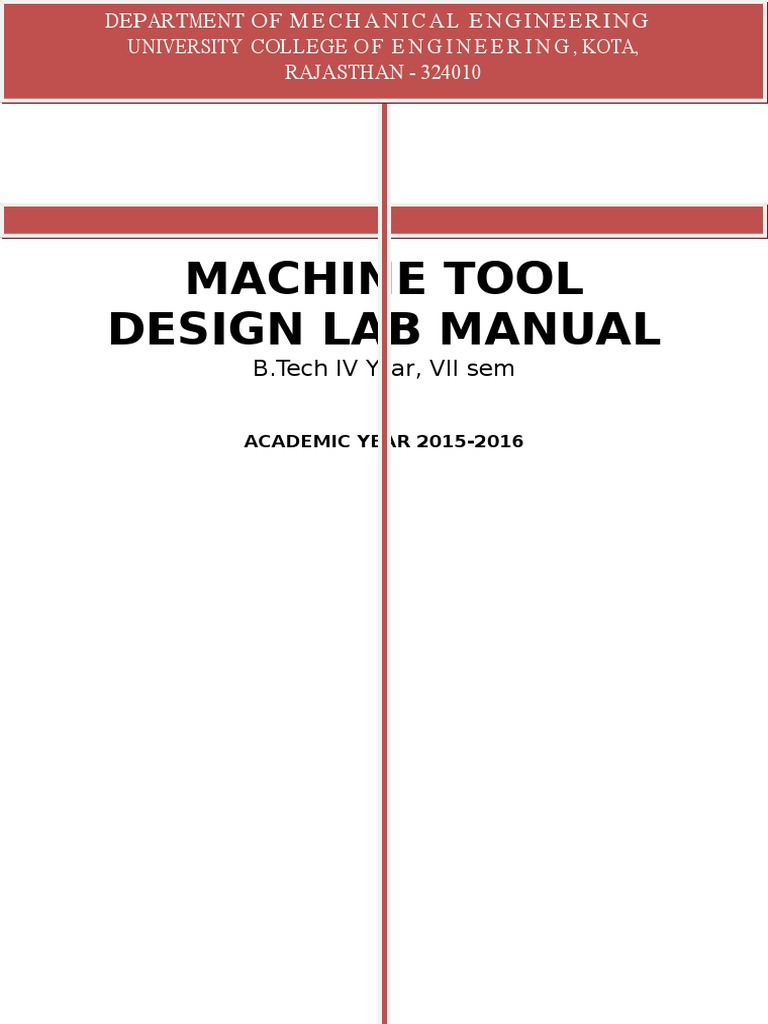 Machine Tool Design Lab Manual PDF Gear Friction