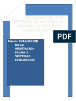 Determinacion Del Tipo de Clima de Acuerdo Al Segundo Sistema de Thornthwaite.