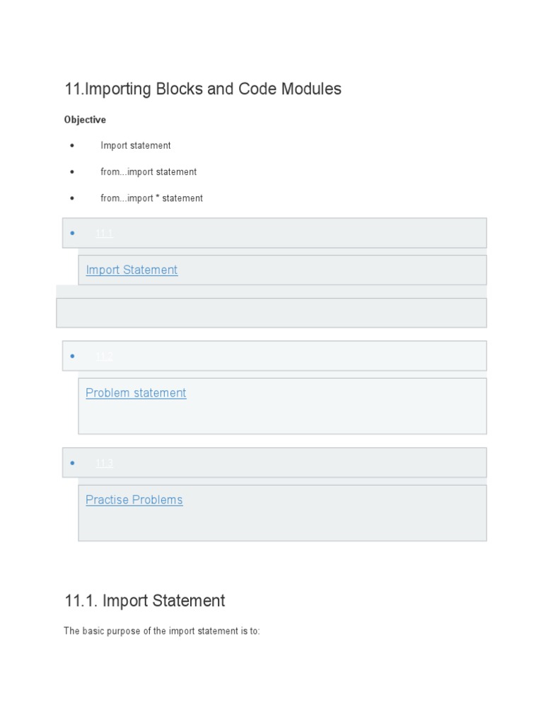 11.importing Blocks and Code Modules: Import Statement | PDF | Modular ...