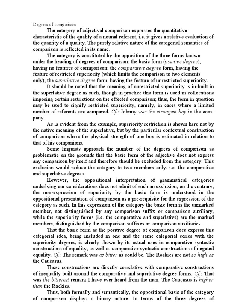 Degrees of Comparison | PDF | Adjective | Word