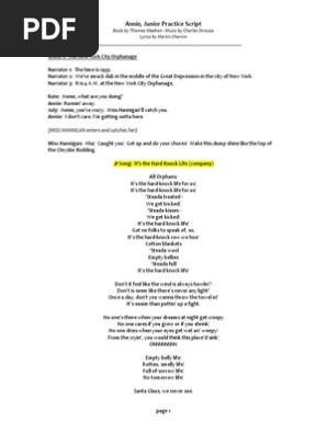 Annie Script Pdf Annie Musical Entertainment General