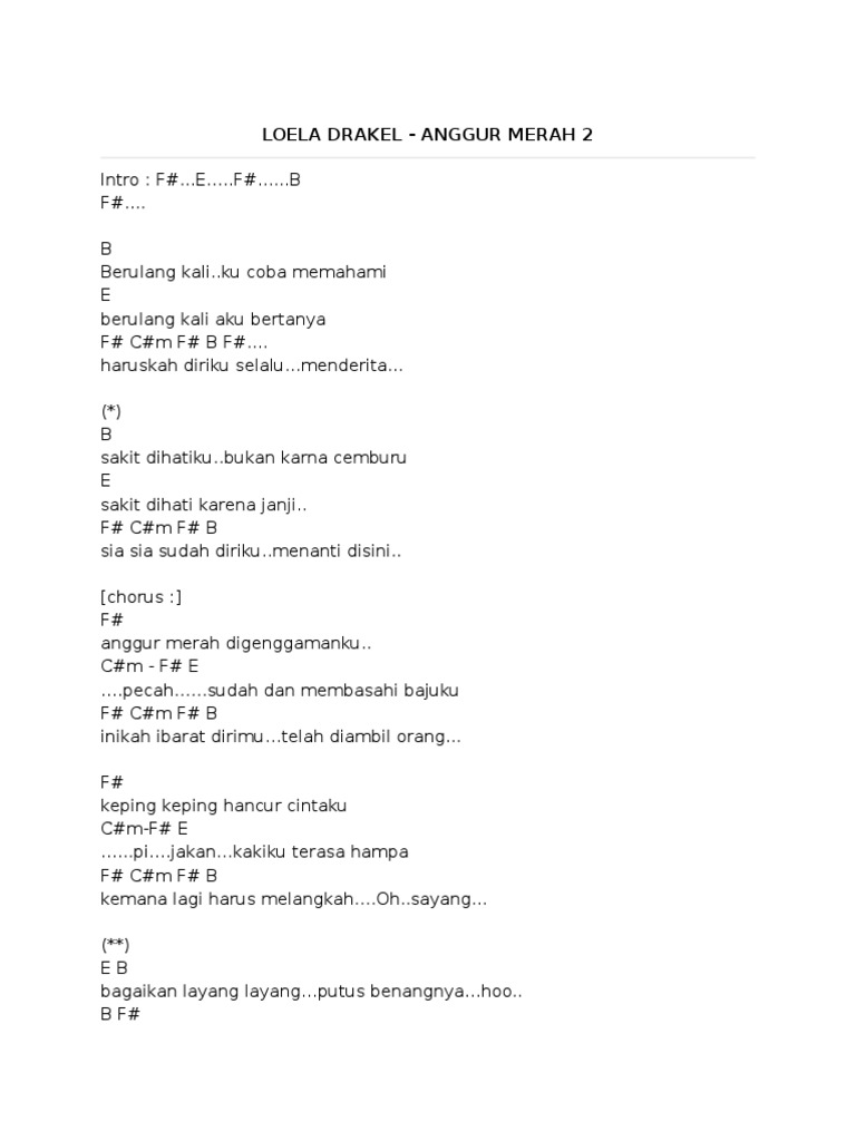 Lirik Lagu Lola Drakel Docx