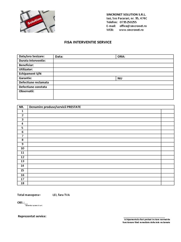 Model Fisa Service | PDF