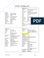 NTS 501: Vocabulary List: Week 1 (Sep 15) Week 2 (Sep 25)