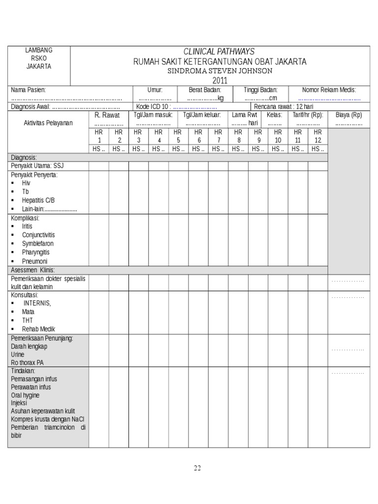 Clinical Pathway untuk SSJ di RS Ketergantungan Obat | PDF ...