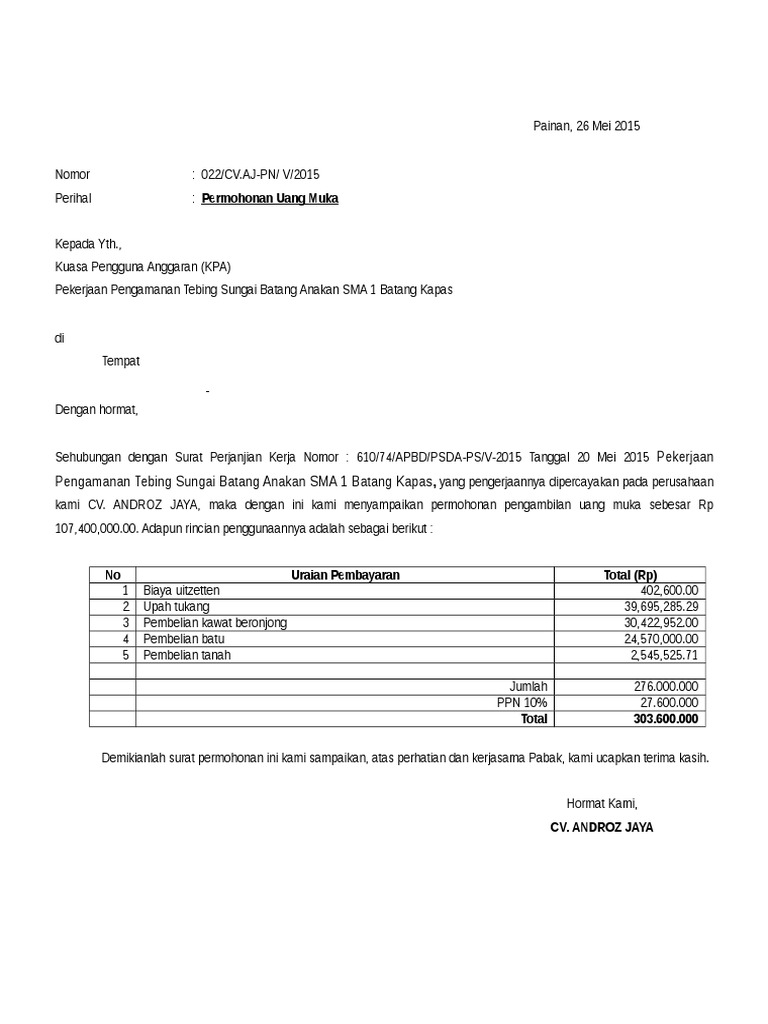 Contoh Surat Panggil Bentang