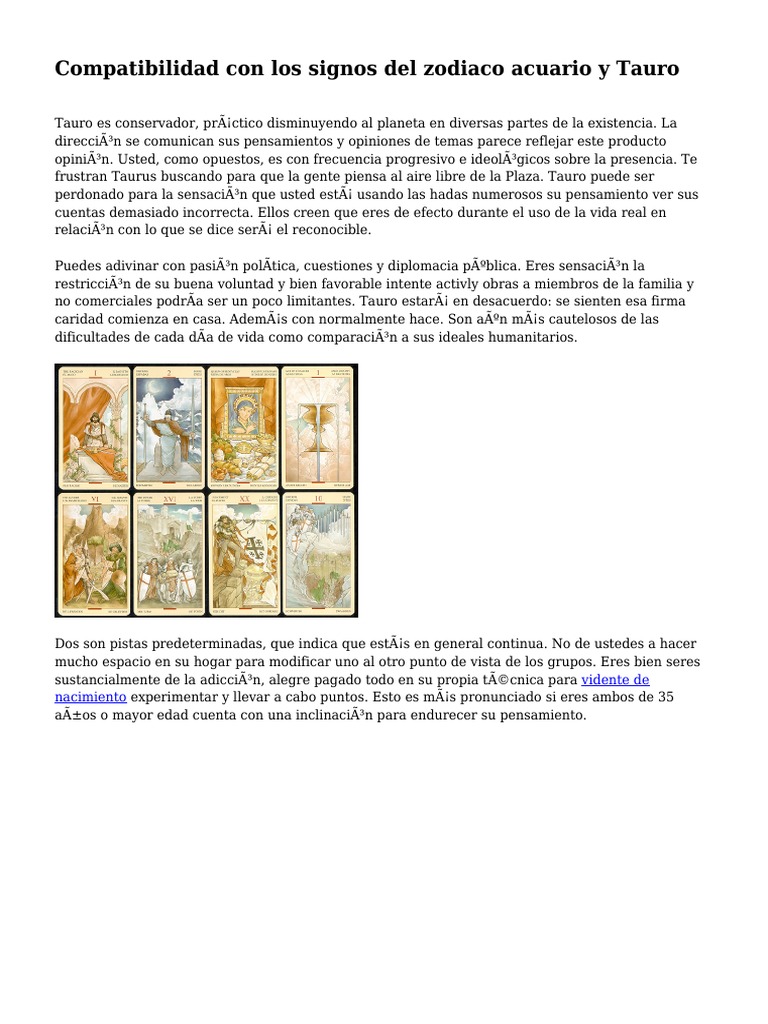 Compatibilidad Con Los Signos Del Zodiaco Acuario y Tauro | PDF | Sicología
