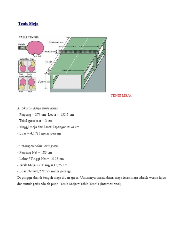 Tenis Meja A Ukuran Meja Tenis Meja