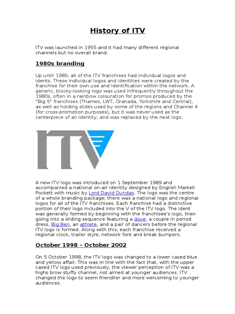 History Of Itv Television Broadcasting Companies Of The United Kingdom Broadcasting
