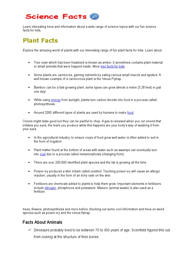 Trivia Science PDF Plants Insects