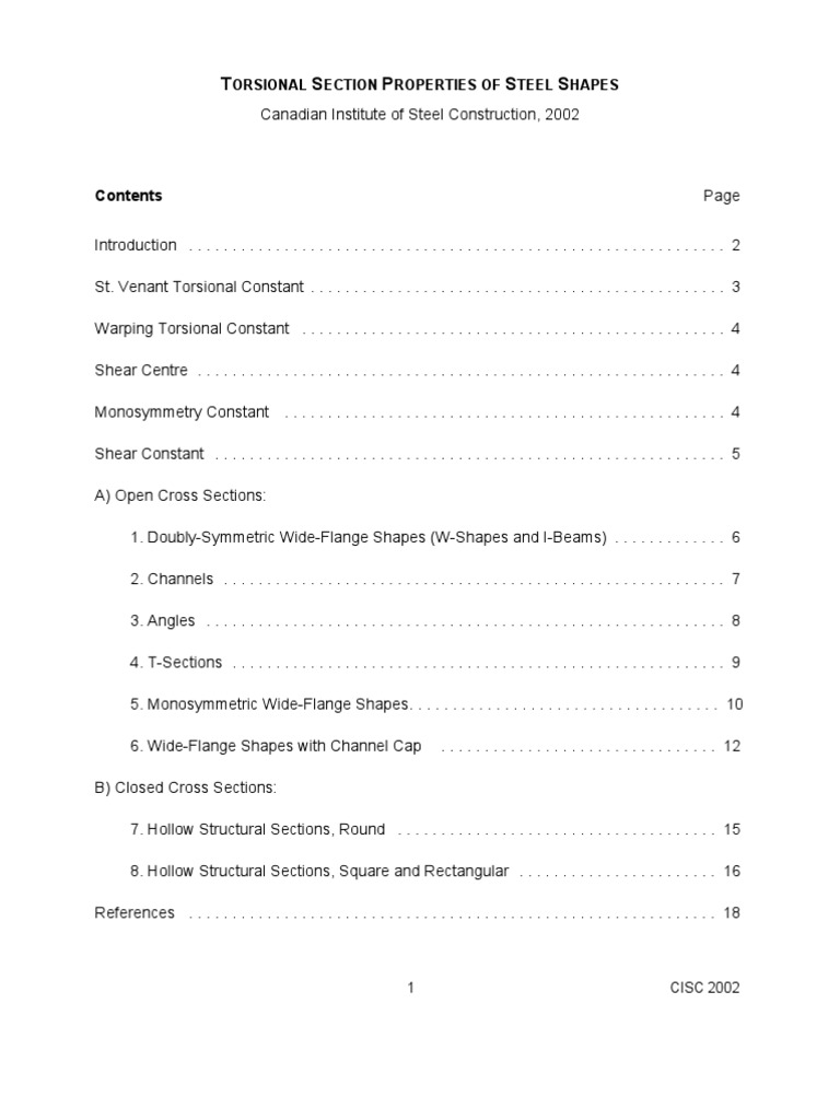 Torsional Section Properties of Steel Shapes Buckling Shear Stress