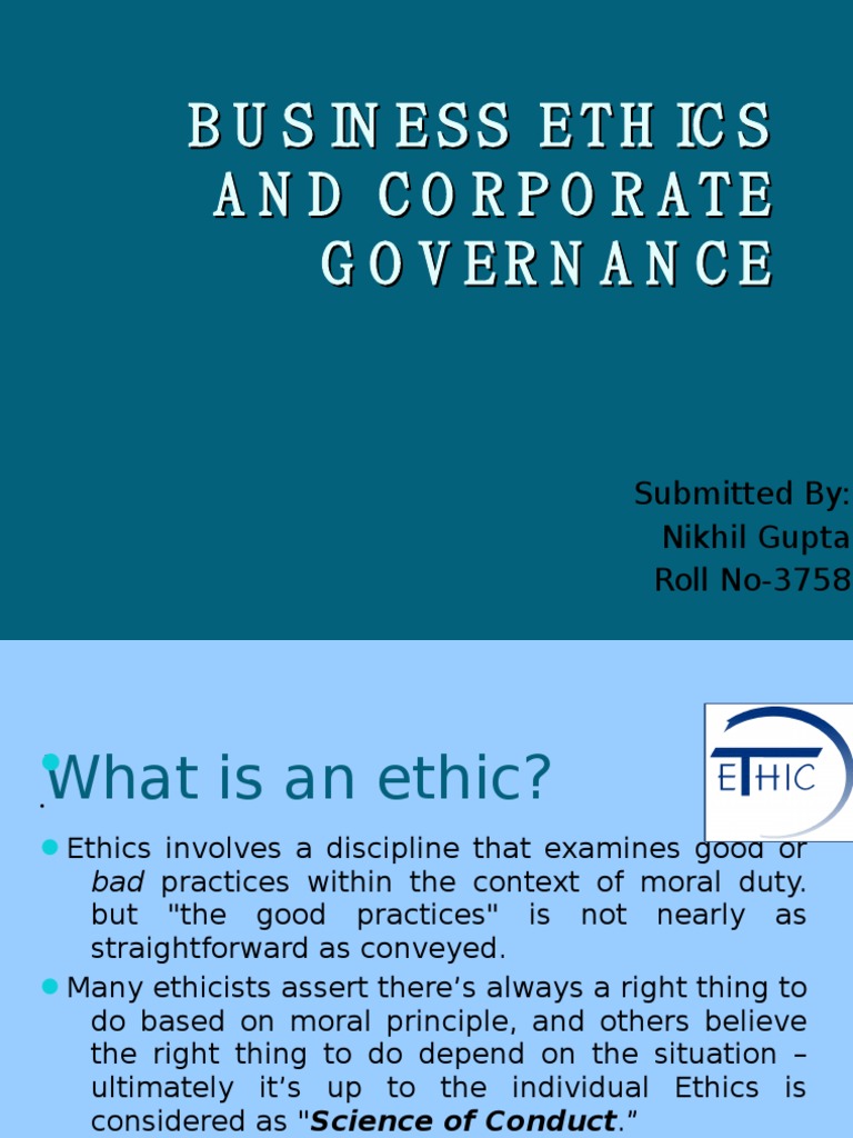 Business Ethics and Corporate Governance | PDF | Business Ethics ...