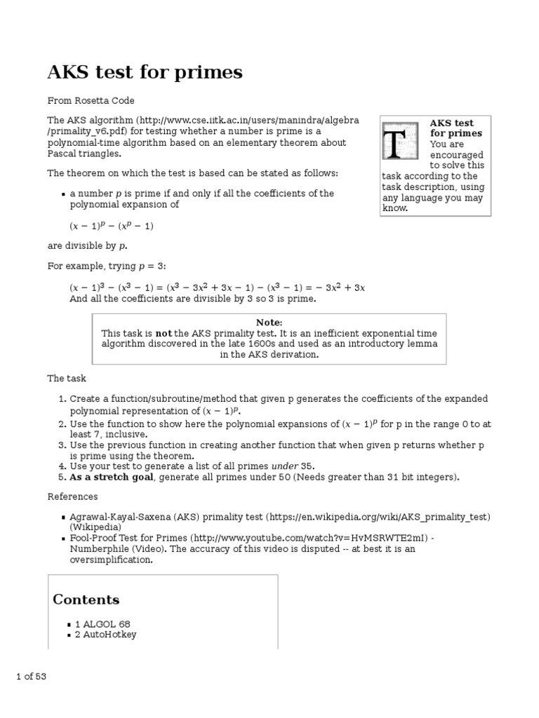 AKS Primality Test Overview | PDF | Time Complexity | Computer Programming