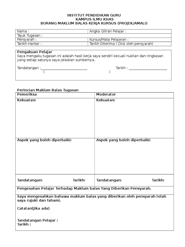 Borang Maklumbalas  PDF