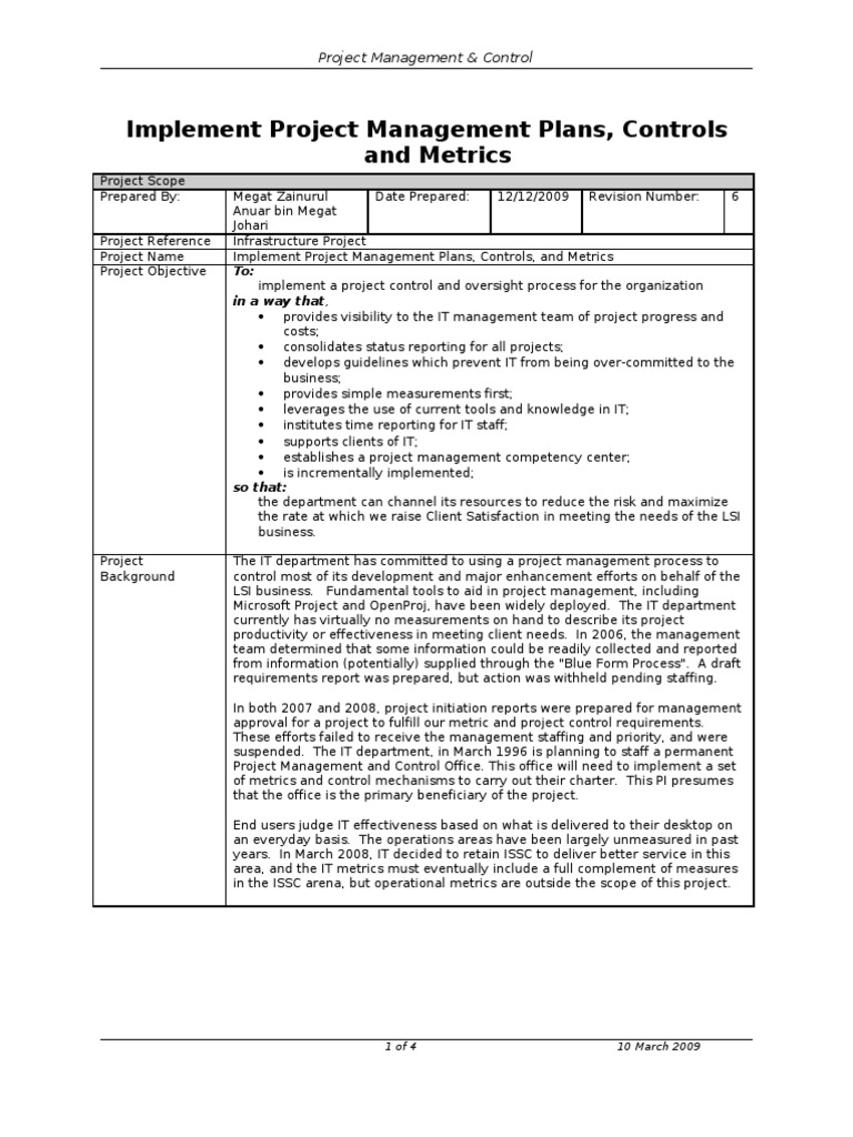 Project Management Control Implementation | PDF | Project Management ...