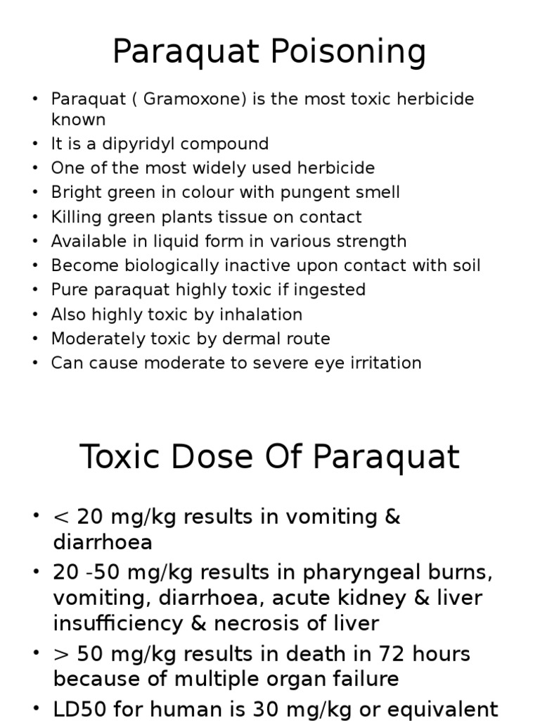 Paraquat Poisoning Toxicity Diseases And Disorders