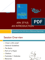 Apa Style: An Introduction: Presented by The ULM Library Reference Department