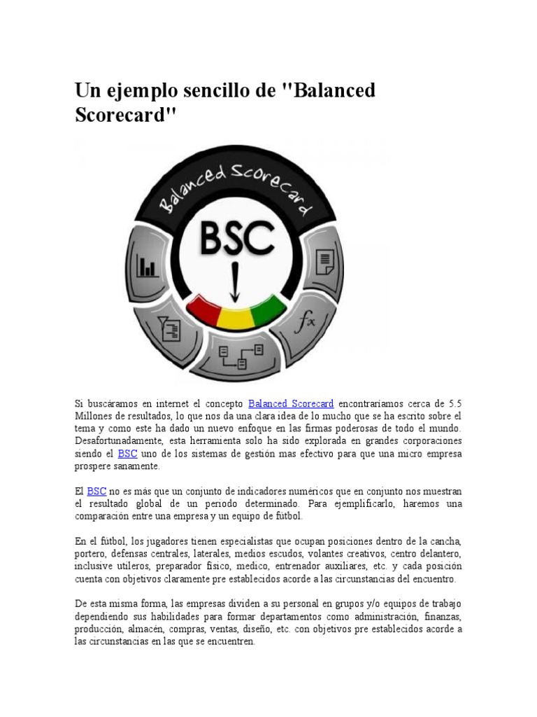 Ejemplo de Balanced Scorecard en Empresas | PDF | Business | Science