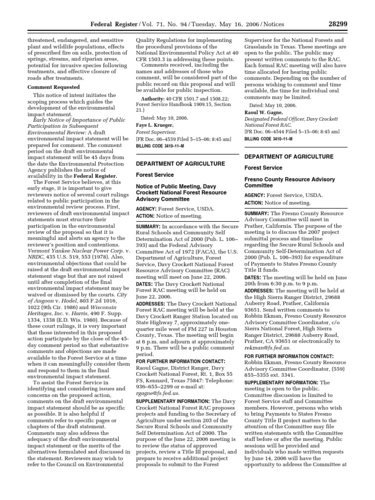 Public Meetings on Forest Resource Management | PDF | United States ...