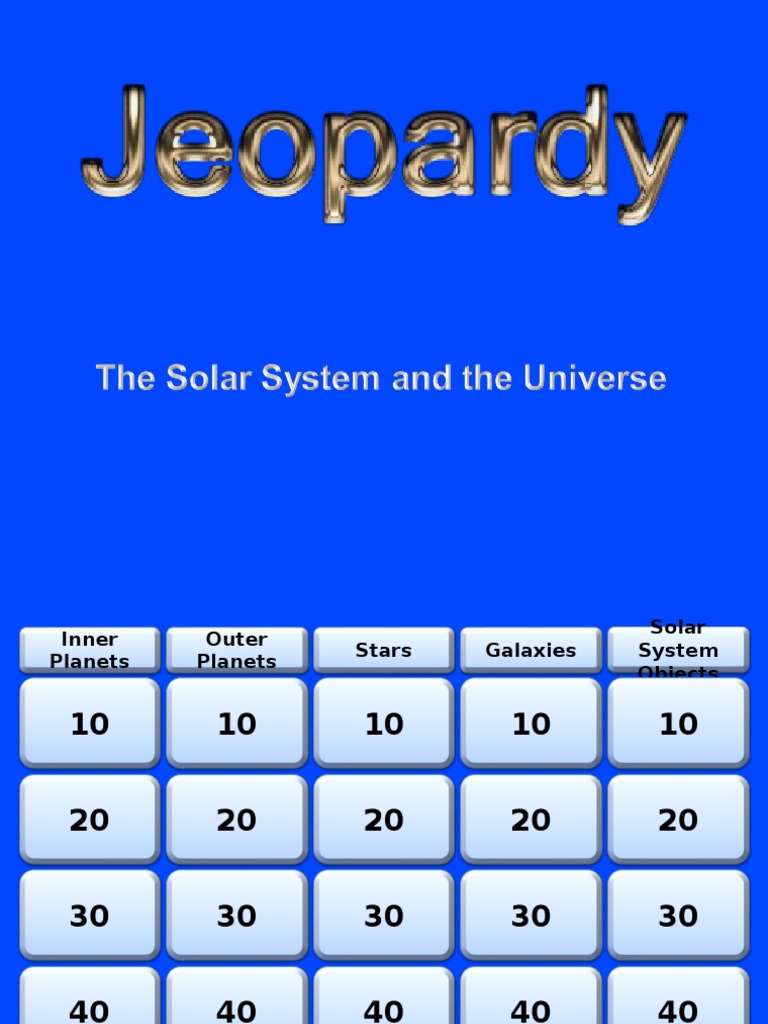 Solar System Jeopardy Planets Milky Way