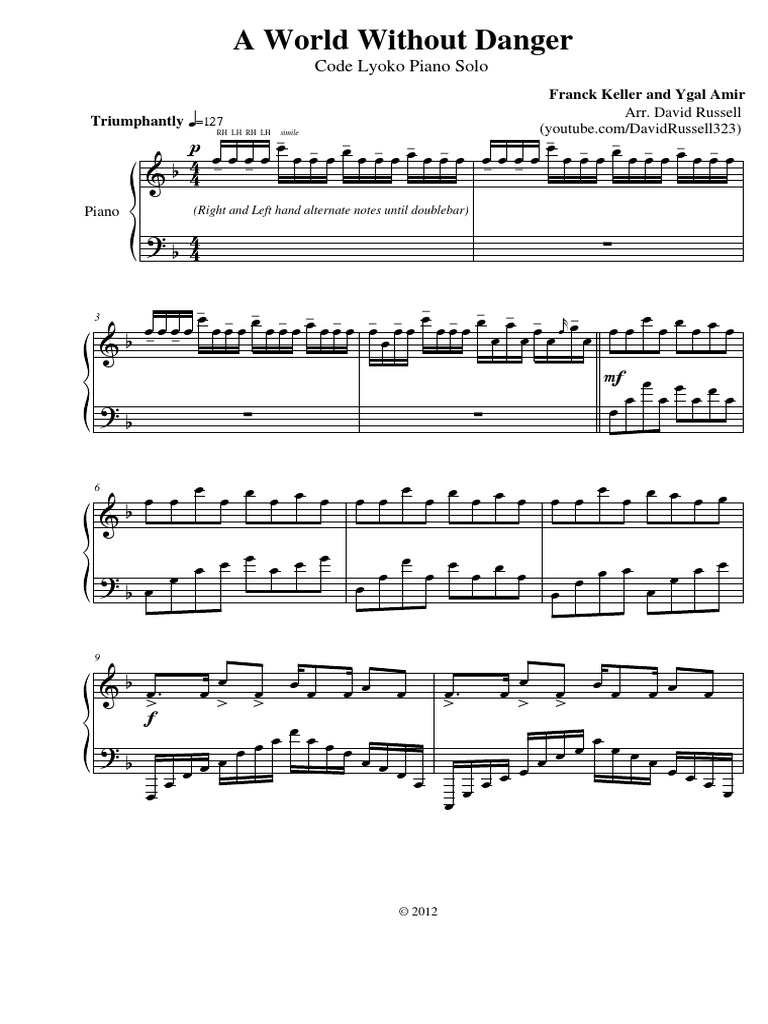 A World Without Danger Code Lyoko Piano Solo