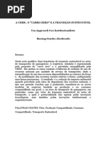 A Uber, o Carro Zero e a Transição Sustentável - Um Approach Neo Institucionalista