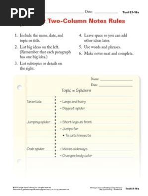 easy two-column notes rules