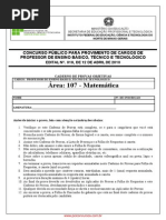 PROVA MATEMÁTICA IF