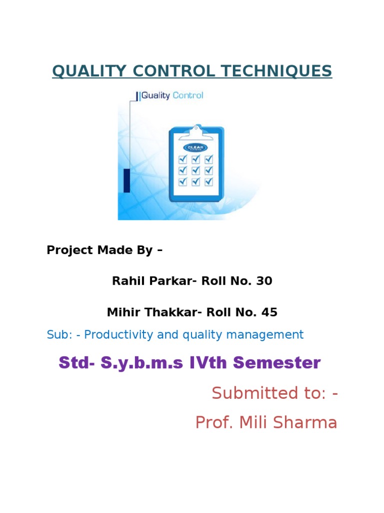 Quality Control Techniques Overview | PDF | Production And ...