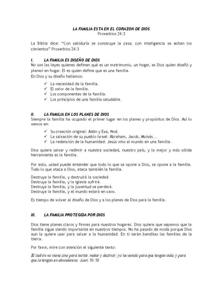 La Familia Esta en El Corazon de Dios - Docx1 | PDF | Cristo (título ...