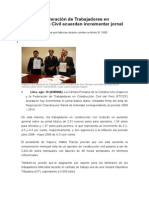 Capeco y Federación de Trabajadores en Construcción Civil Acuerdan Incrementar Jornal Básico Diario