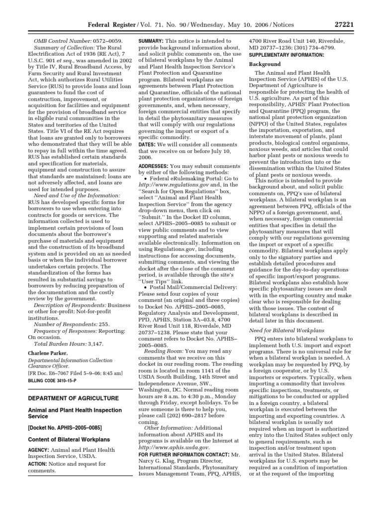 Notice Reports and Guidance Documents Availability, Etc. Plant