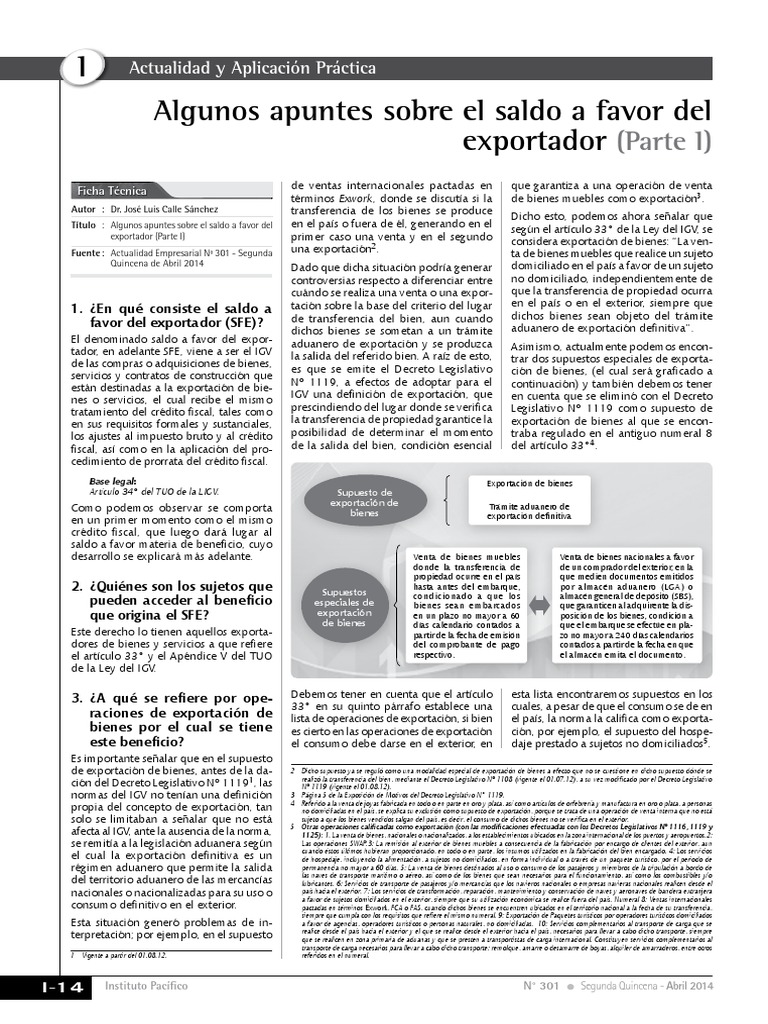 Algunos Apuntes Sobre El Saldo A Favor Del Exportador I PARTE | PDF ...
