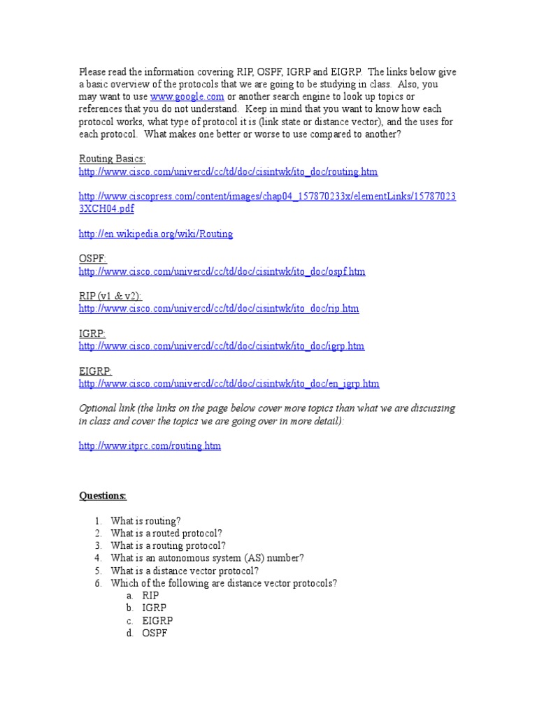 Routing Protocols Study Guide | PDF | Computers