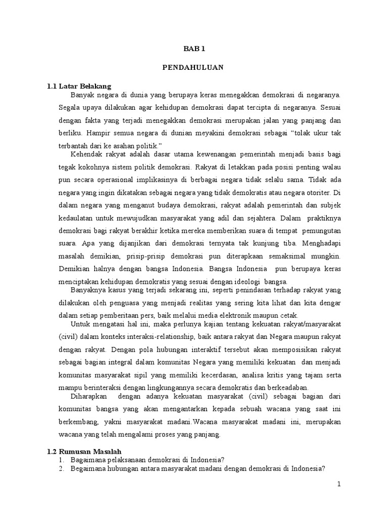 Makalah Masyarakat Madani Dan Demokrasi